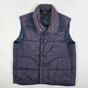 Vintage 70s Sears Puffer Vest Mens Medium Blue Sun Faded Sports Center